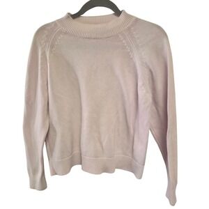 Quince Lavender Mock Neck Cable Knit Sweater Size S